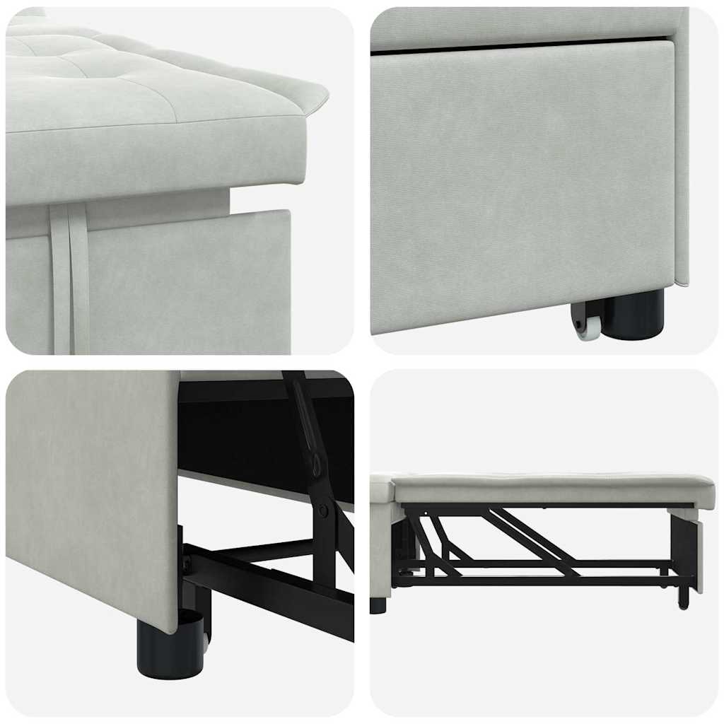 Canapé-lit Gris clair 67 x 194 x 38 cm Velours - XIOS