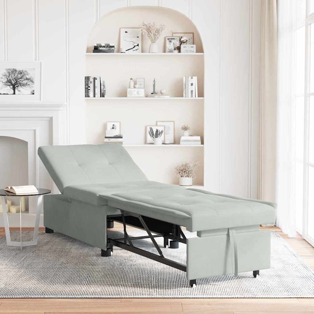 Canapé-lit Gris clair 67 x 194 x 38 cm Velours - XIOS
