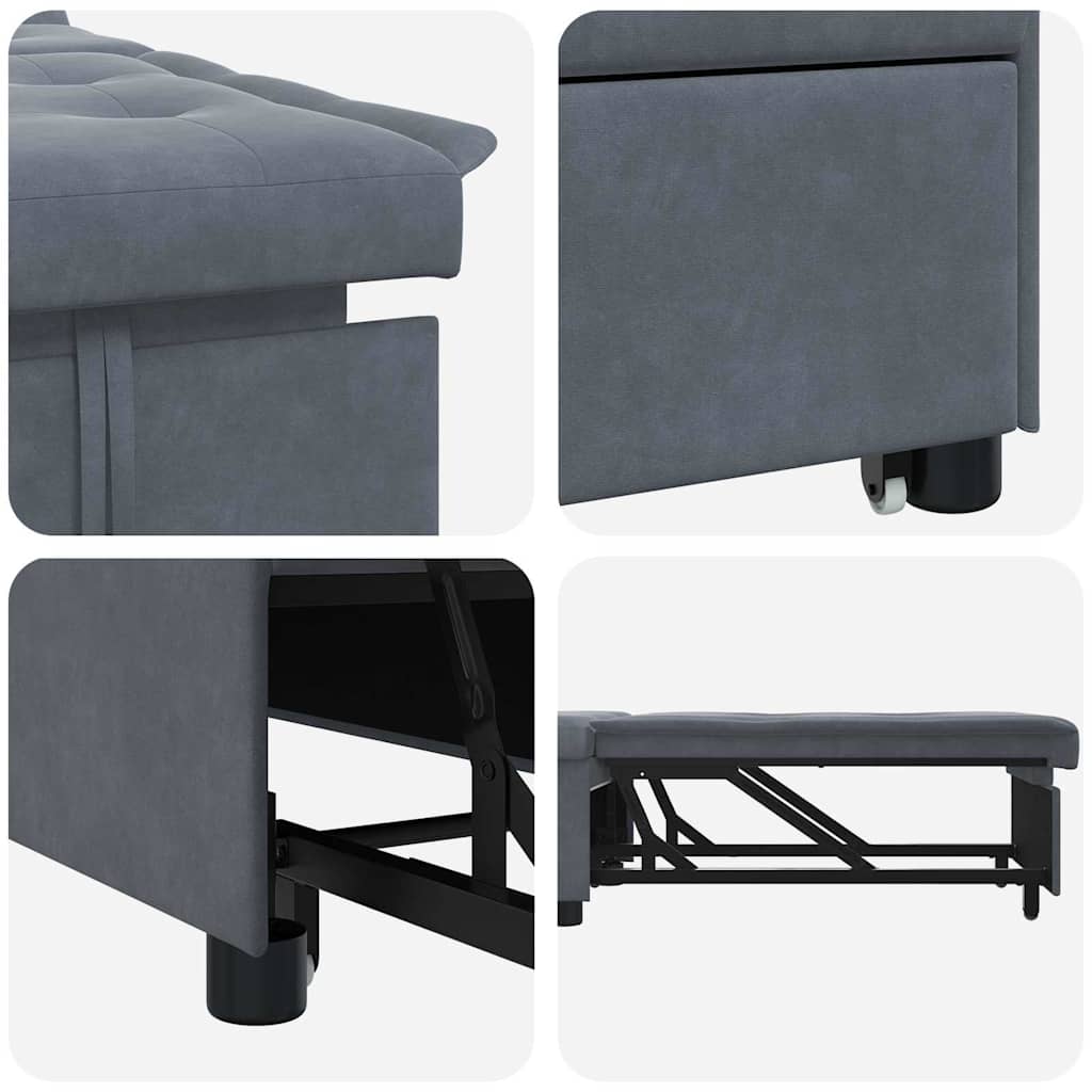 Canapé-lit Gris foncé 67 x 194 x 38 cm Velours - XIOS