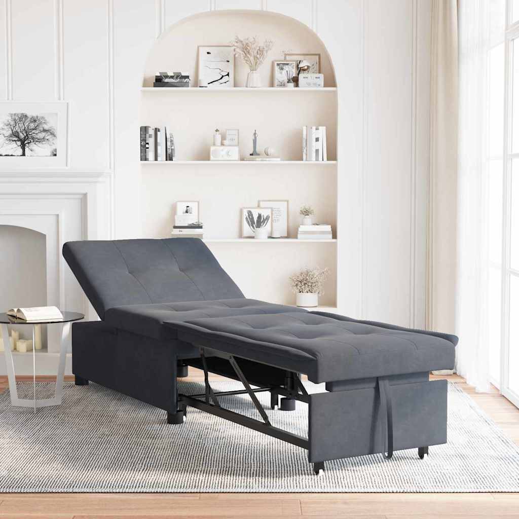 Canapé-lit Gris foncé 67 x 194 x 38 cm Velours - XIOS