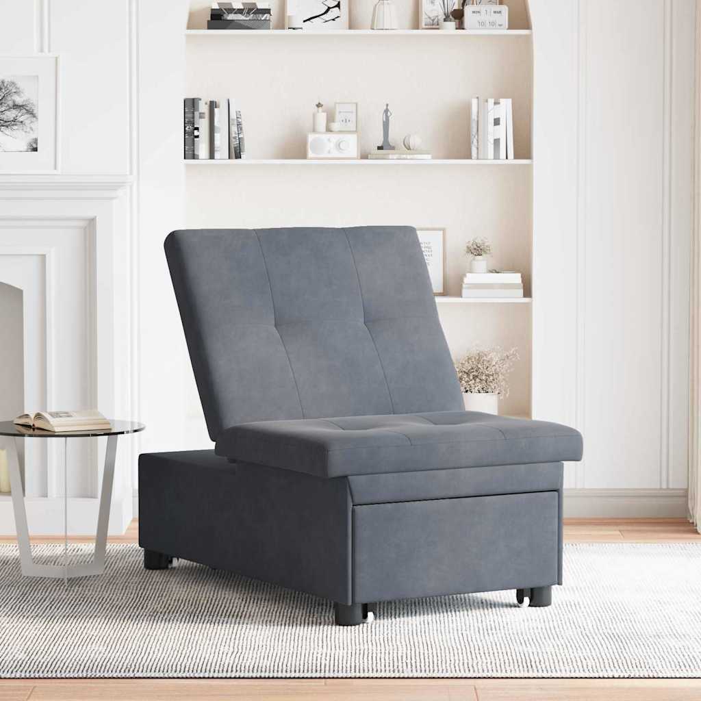 Canapé-lit Gris foncé 67 x 194 x 38 cm Velours - XIOS