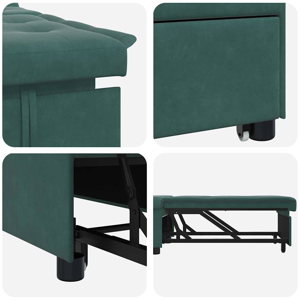 Canapé-lit Vert foncé 67 x 194 x 38 cm Velours - XIOS