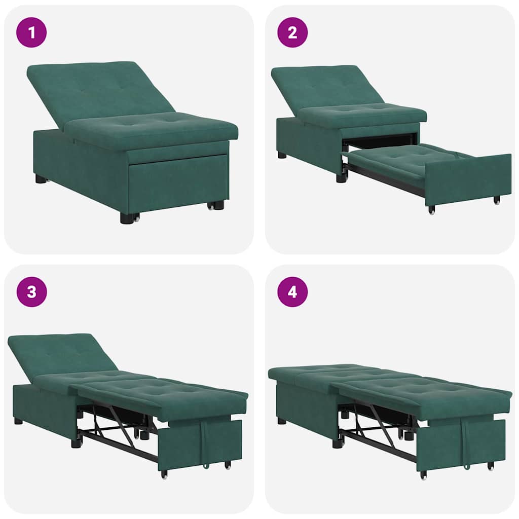 Canapé-lit Vert foncé 67 x 194 x 38 cm Velours - XIOS