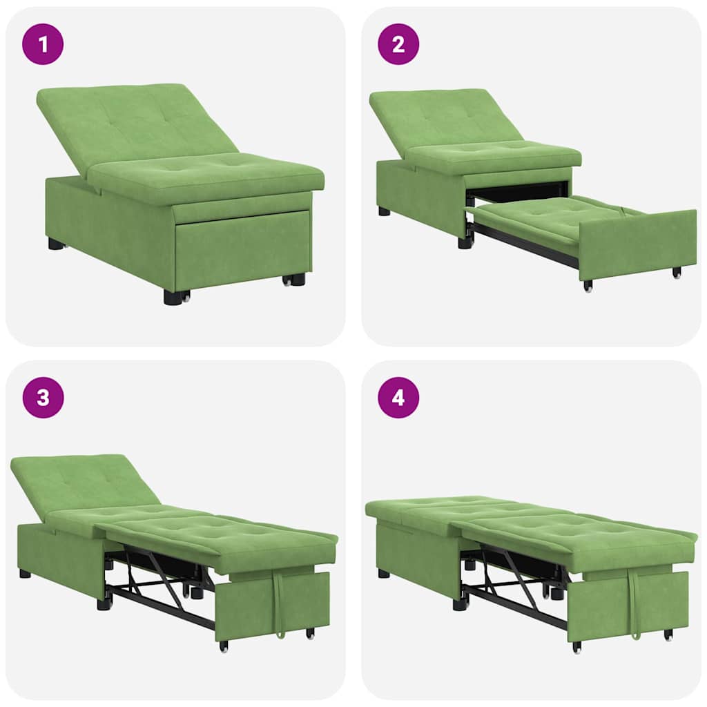 Canapé-lit Vert clair 67 x 194 x 38 cm Velours - XIOS