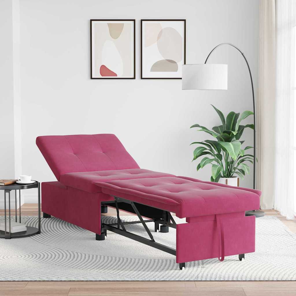 Canapé-lit Rouge bordeaux 67 x 194 x 38 cm Velours - XIOS