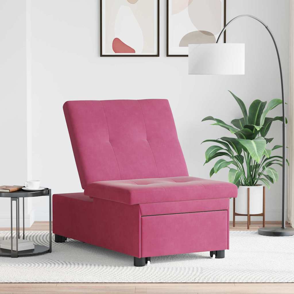Canapé-lit Rouge bordeaux 67 x 194 x 38 cm Velours - XIOS