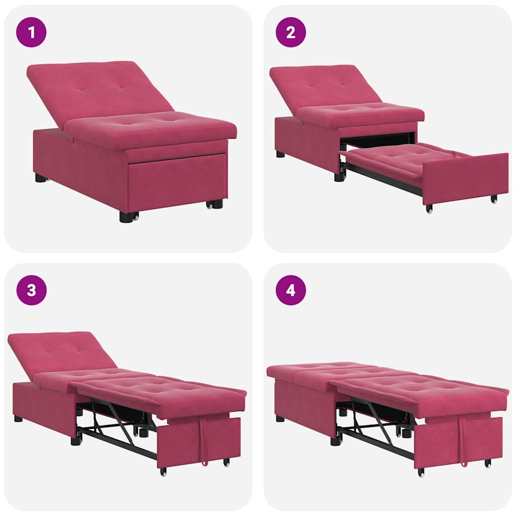 Canapé-lit Rouge bordeaux 67 x 194 x 38 cm Velours - XIOS