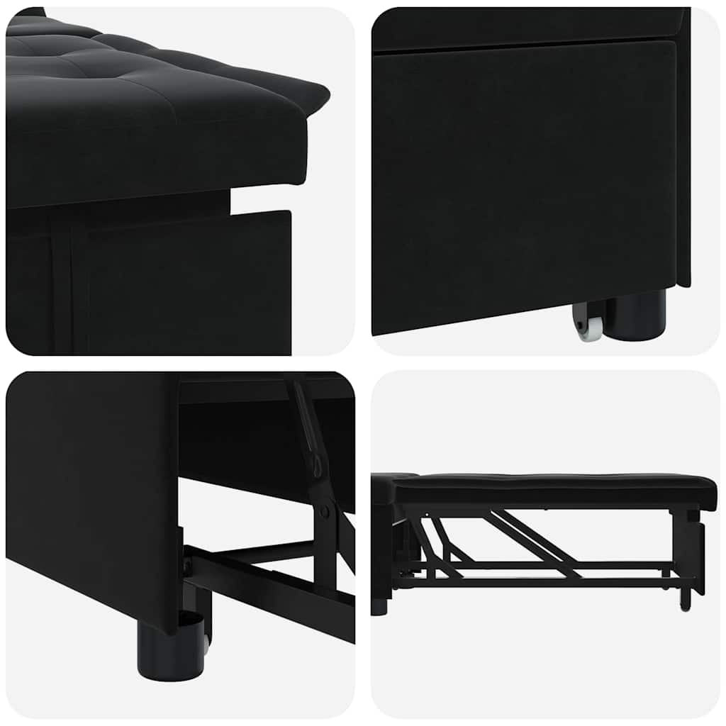 Canapé-lit Noir 67 x 194 x 38 cm Velours - XIOS