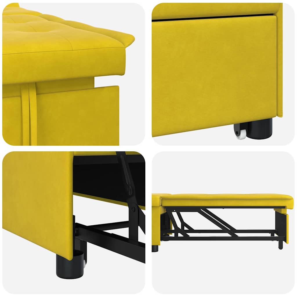 Canapé-lit Jaune 67 x 194 x 38 cm Velours - XIOS