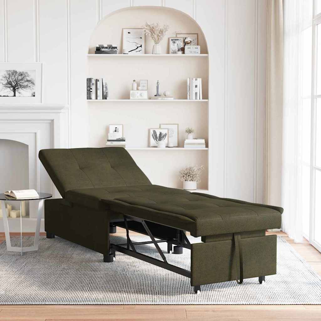 Canapé-lit Vert armée 67 x 194 x 38 cm Cuir suédé faux - XIOS