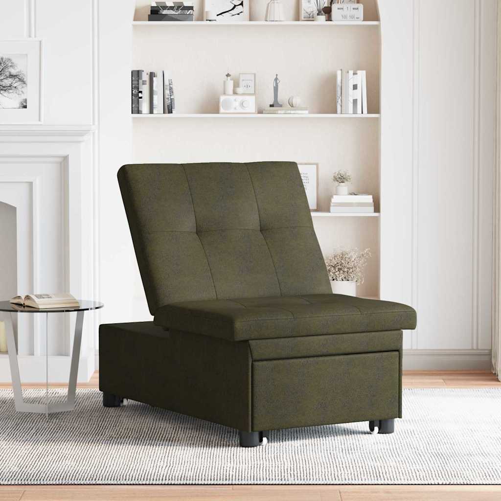Canapé-lit Vert armée 67 x 194 x 38 cm Cuir suédé faux - XIOS