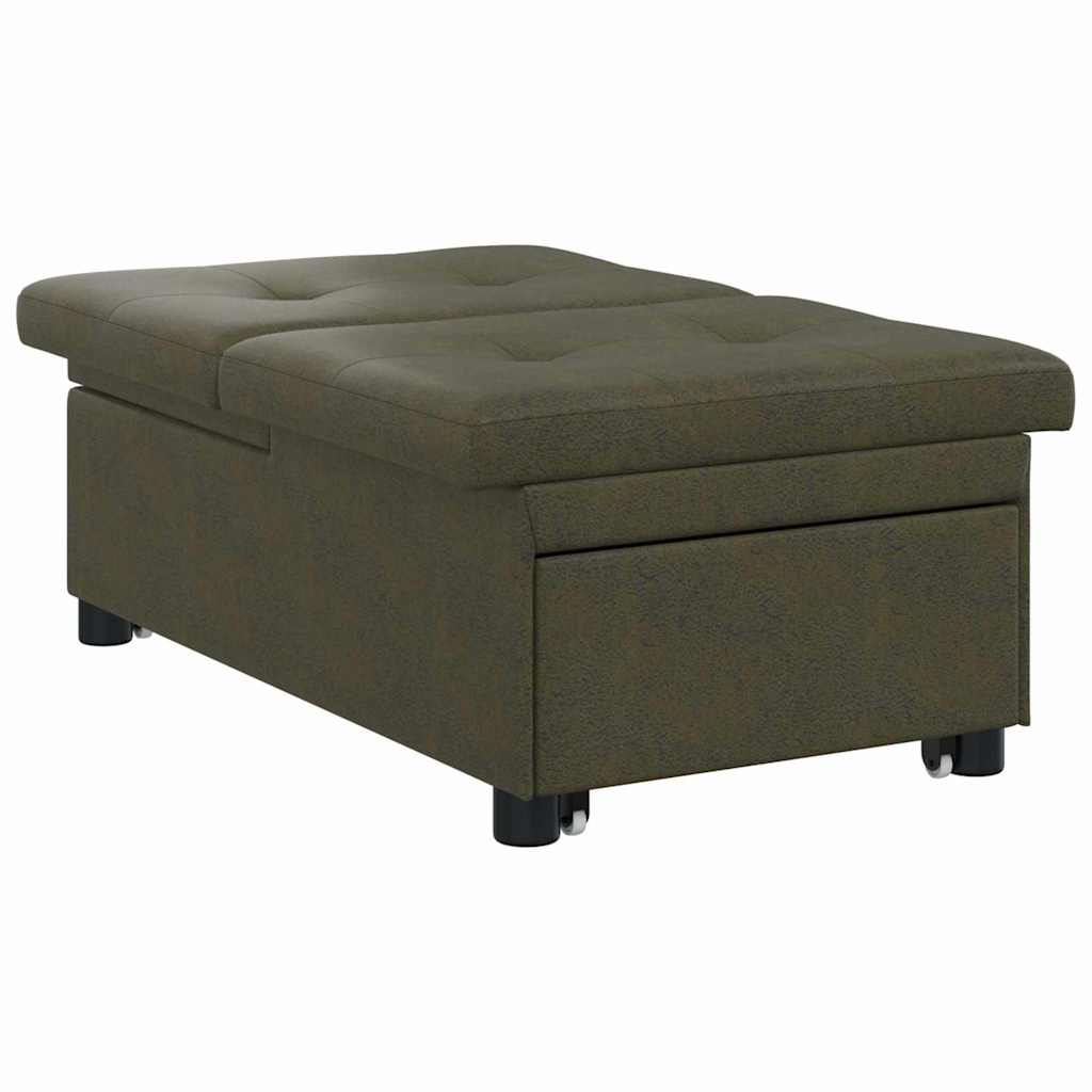 Canapé-lit Vert armée 67 x 194 x 38 cm Cuir suédé faux - XIOS