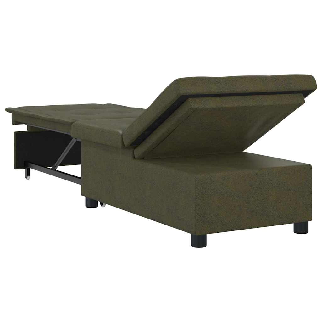 Canapé-lit Vert armée 67 x 194 x 38 cm Cuir suédé faux - XIOS