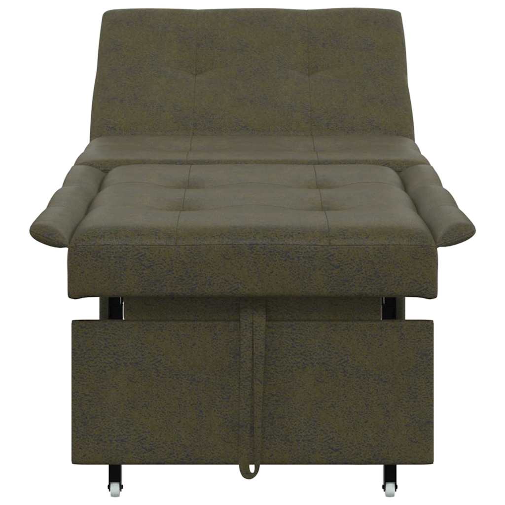 Canapé-lit Vert armée 67 x 194 x 38 cm Cuir suédé faux - XIOS