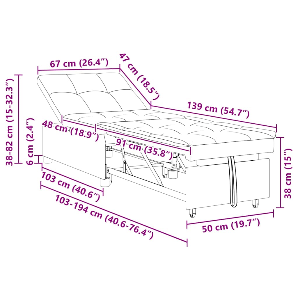 Canapé-Lit avec coussin Noir 67 x 194 x 82 cm Contreplaqué - XIOS