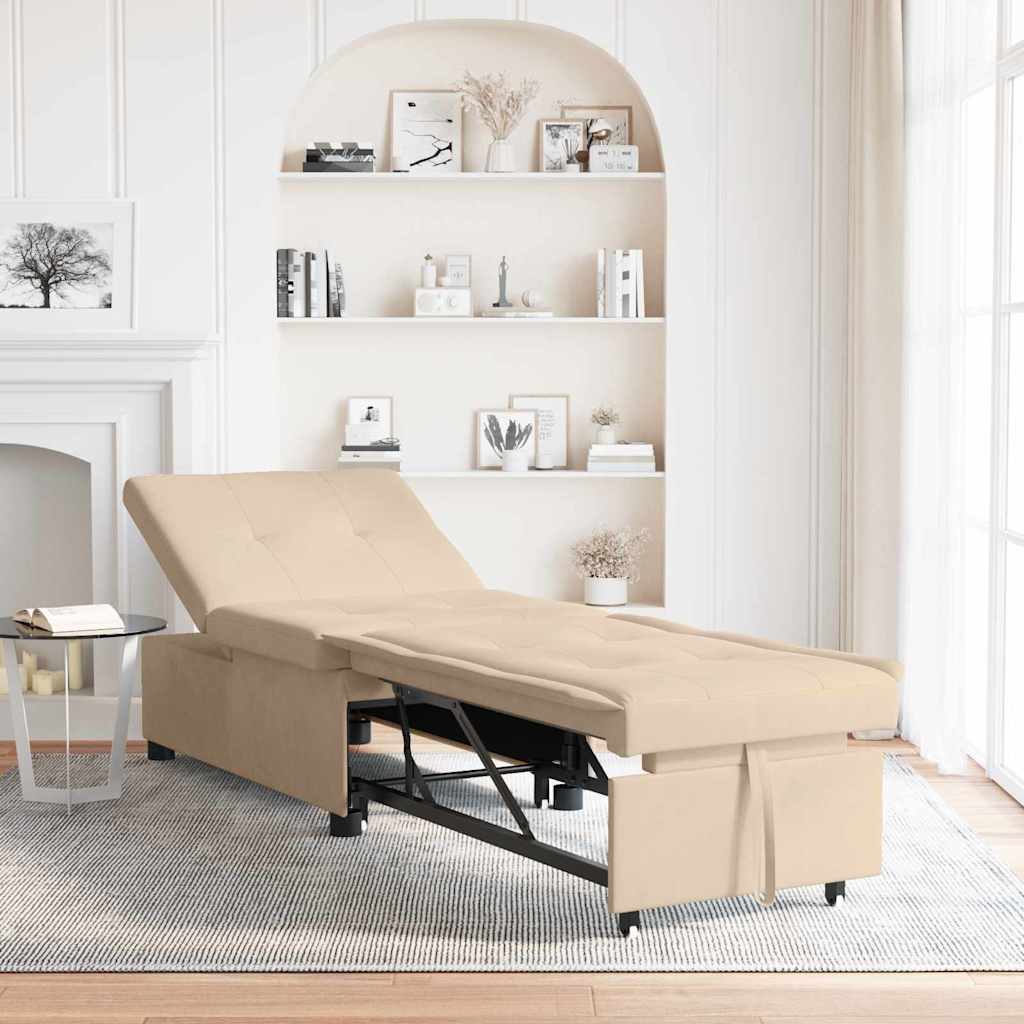 Canapé-Lit Crème 67 x 194 x 82 cm Tissu en microfibre - XIOS
