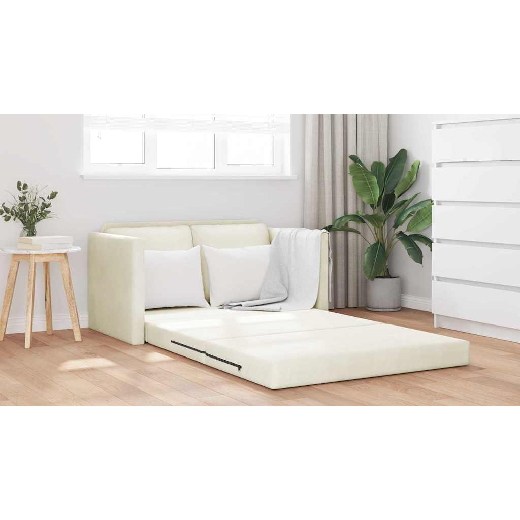 Canapé-lit avec coussin Crème 122 x 70 x 60 cm Velours - XIOS