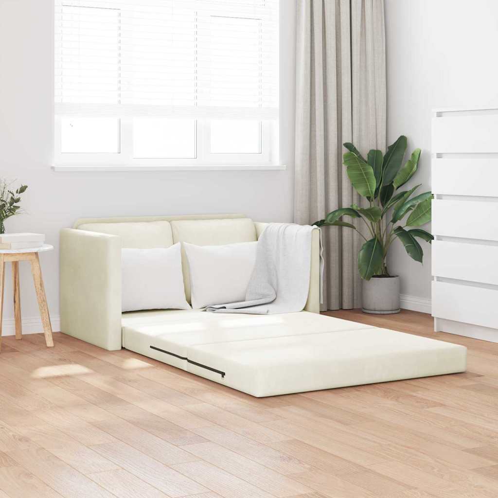 Canapé-lit avec coussin Crème 122 x 70 x 60 cm Velours