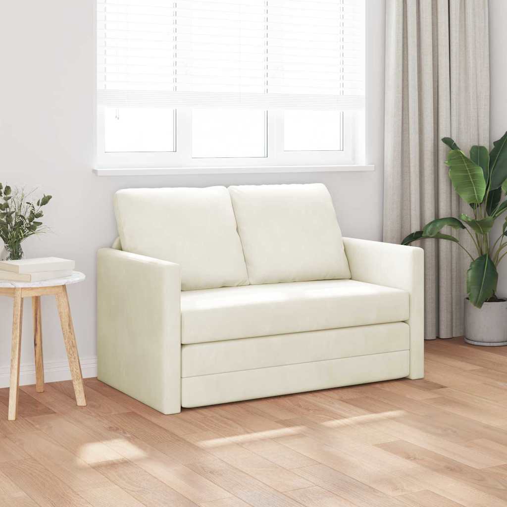 Canapé-lit avec coussin Crème 122 x 70 x 60 cm Velours - XIOS