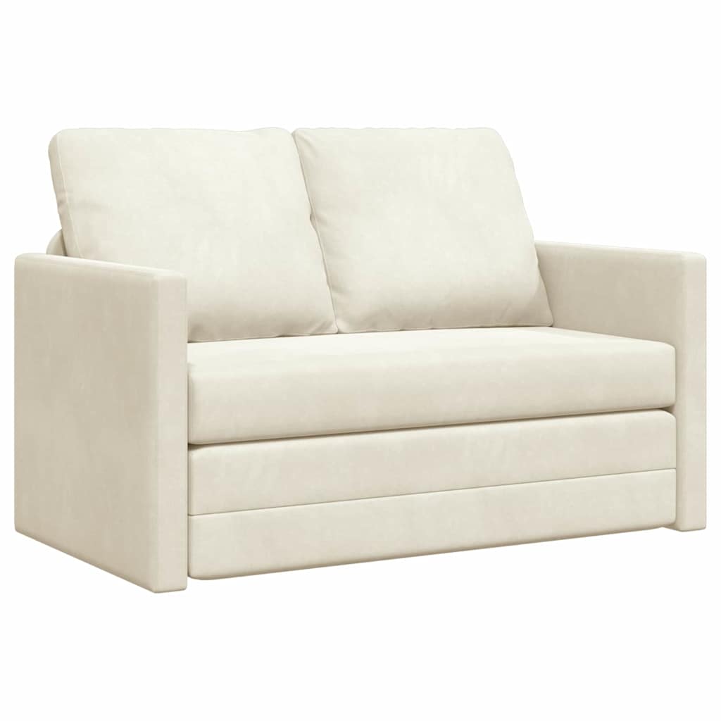 Canapé-lit avec coussin Crème 122 x 70 x 60 cm Velours