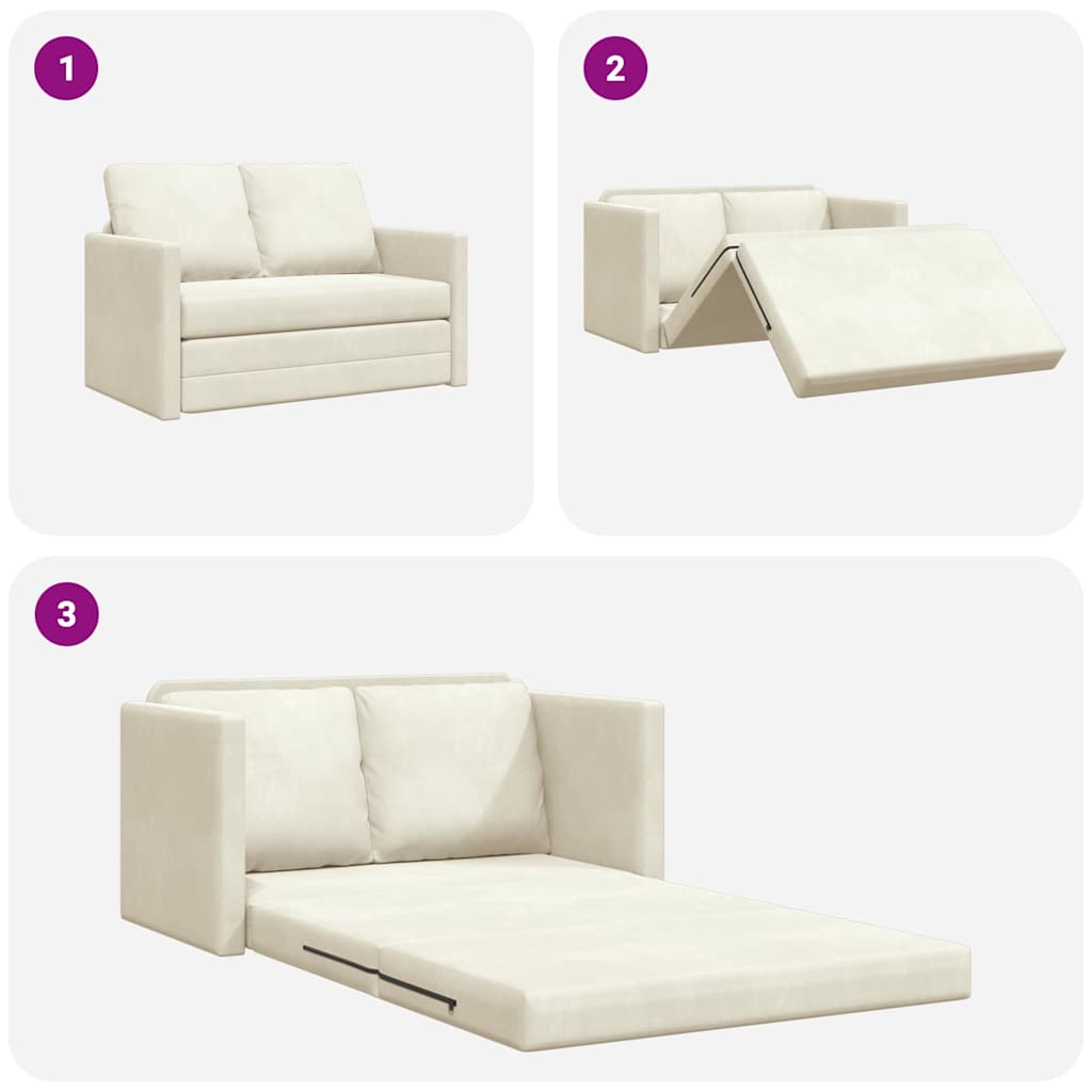 Canapé-lit avec coussin Crème 122 x 70 x 60 cm Velours - XIOS
