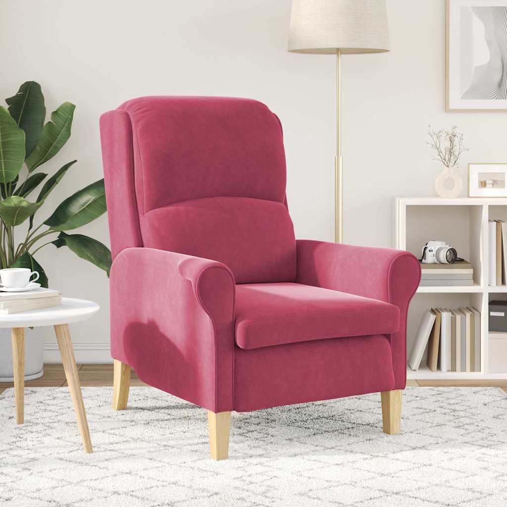 fauteuil Rouge bordeaux 76 x 94 x 102 cm Velours - XIOS