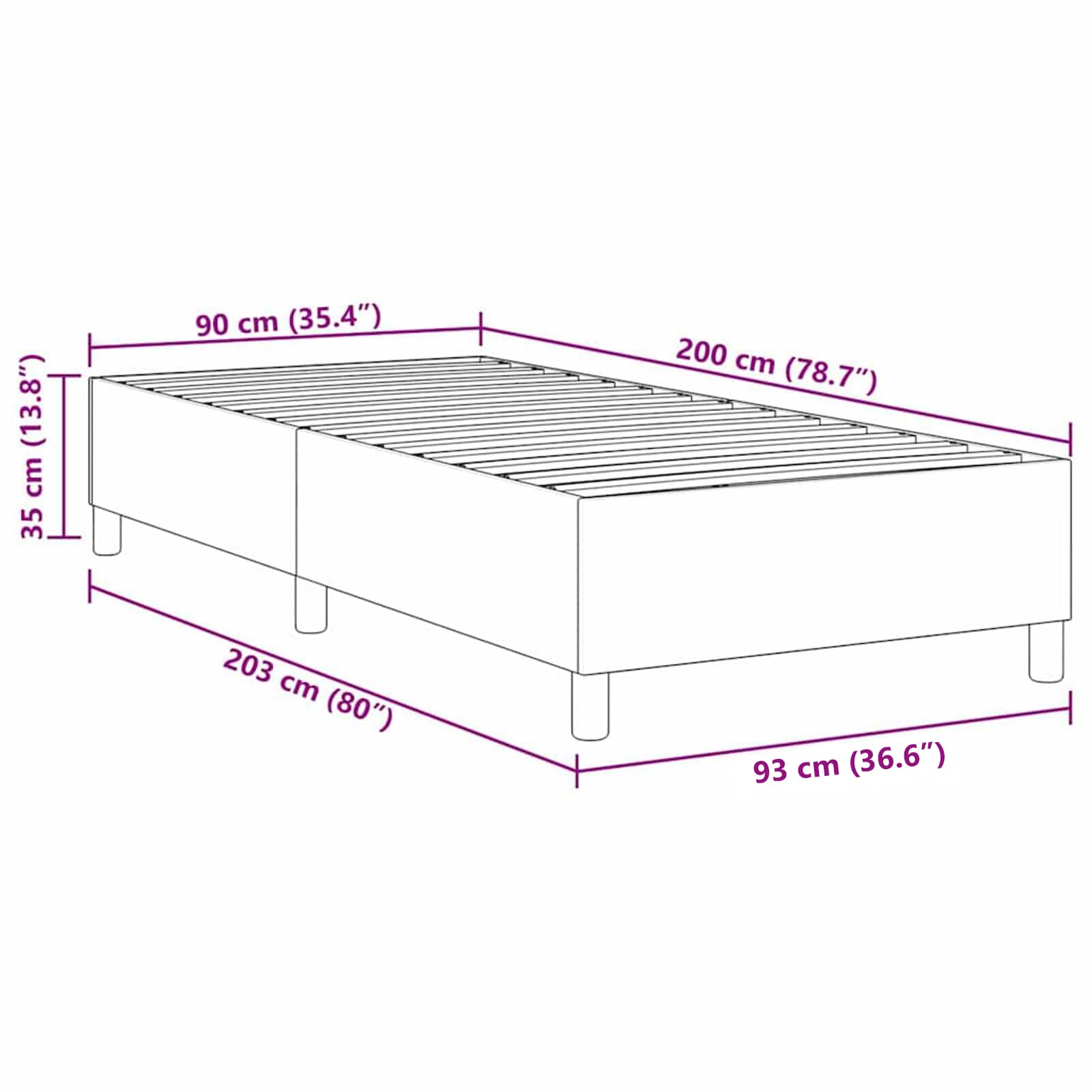 Cadre de lit plateforme Gris clair 90 x 200 cm tissu - XIOS