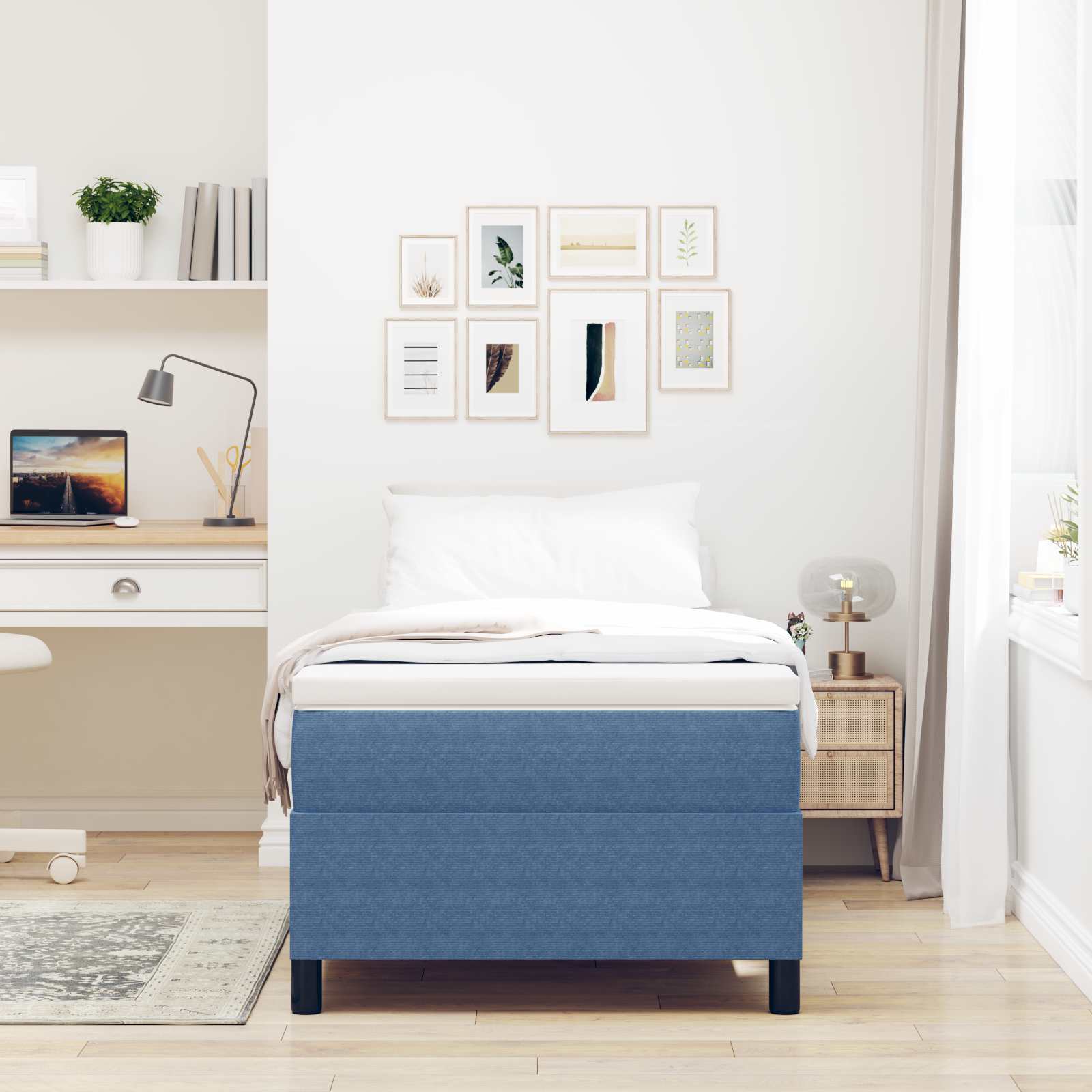 Cadre de lit plateforme Bleu 100 x 200 cm tissu - XIOS