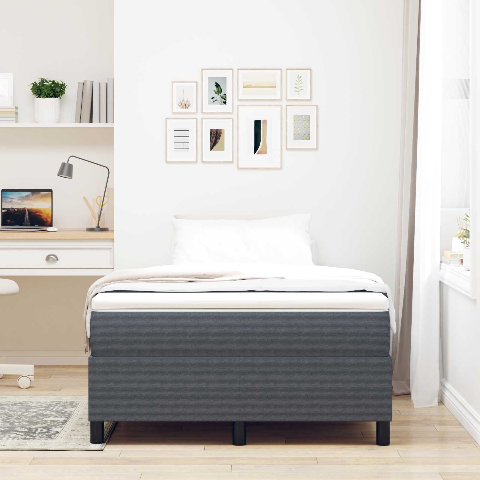 Cadre de lit plateforme Gris foncé 120 x 190 cm tissu - XIOS