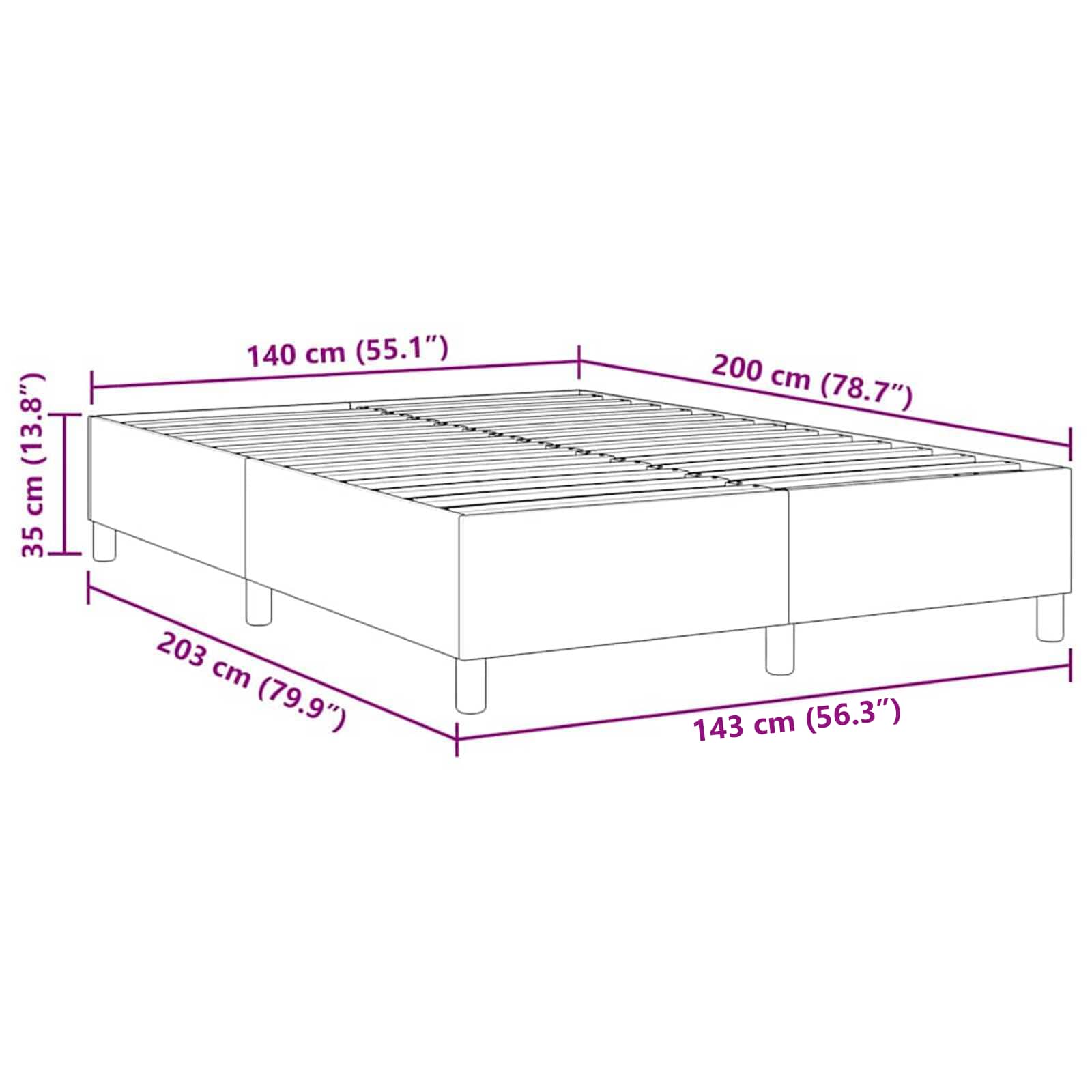 Cadre de lit plateforme Gris clair 140 x 200 cm tissu - XIOS