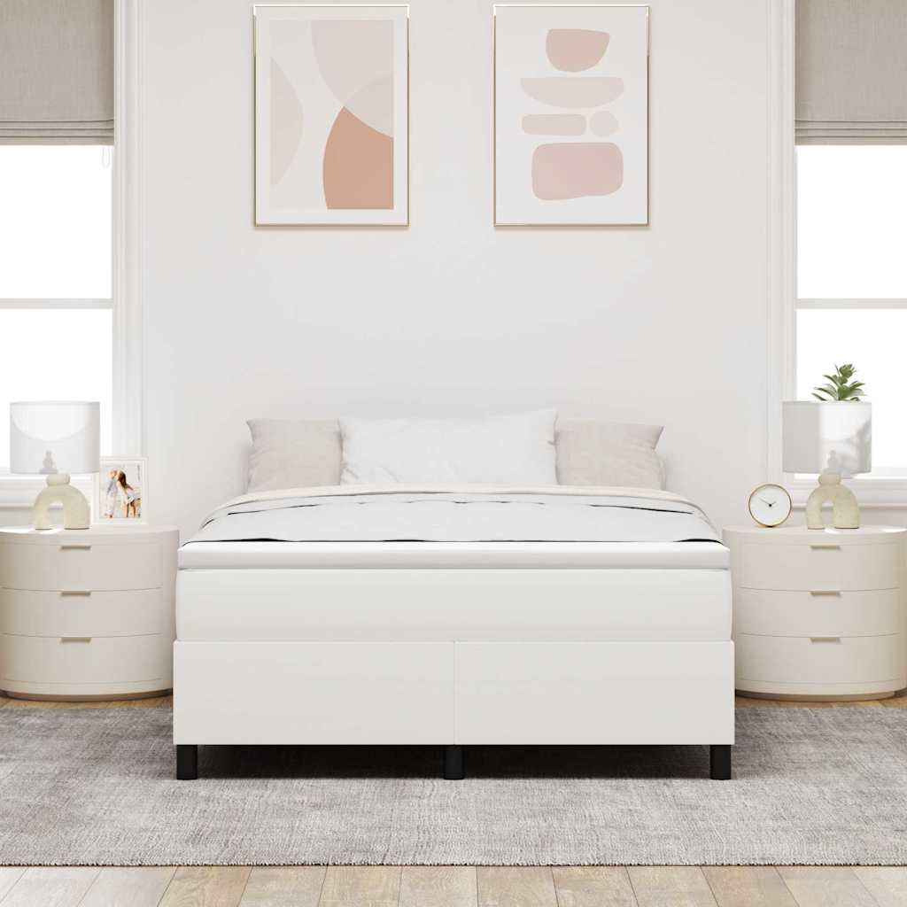 Lit à ressorts Crème 140 x 200 cm Tissu en velours côtelé - XIOS