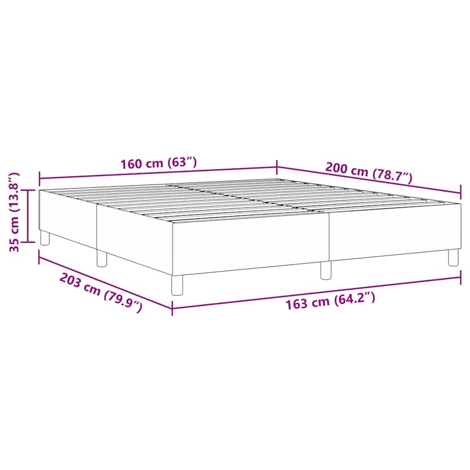 Cadre de lit plateforme Gris foncé 160 x 200 cm tissu - XIOS