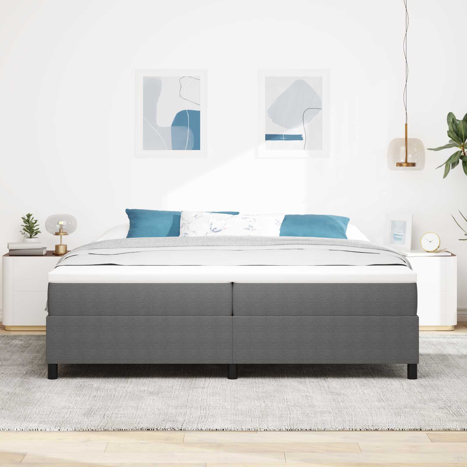 Cadre de lit plateforme Gris clair 200 x 200 cm tissu - XIOS