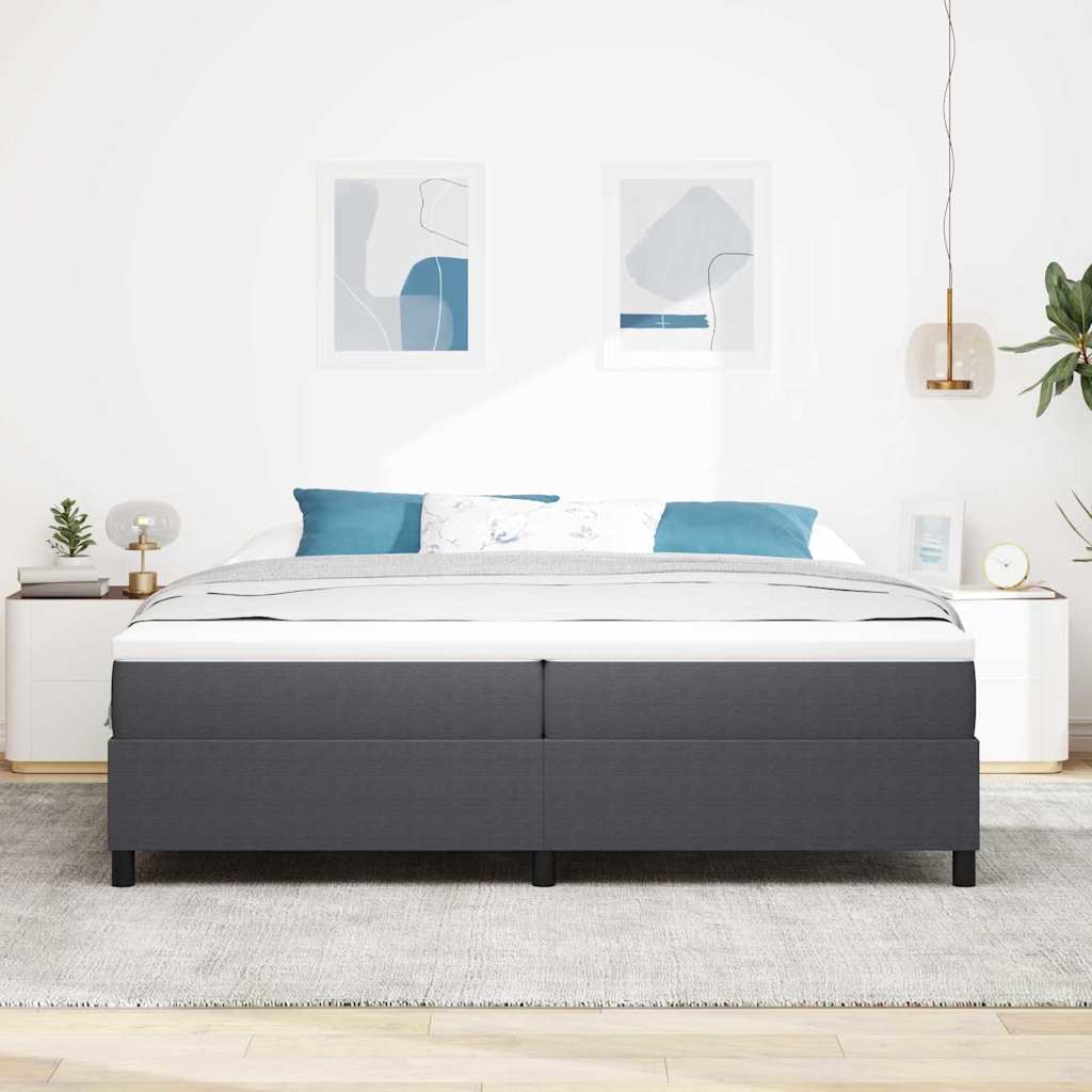 Lit à ressorts Gris foncé 200 x 200 cm Tissu en velours côtelé - XIOS