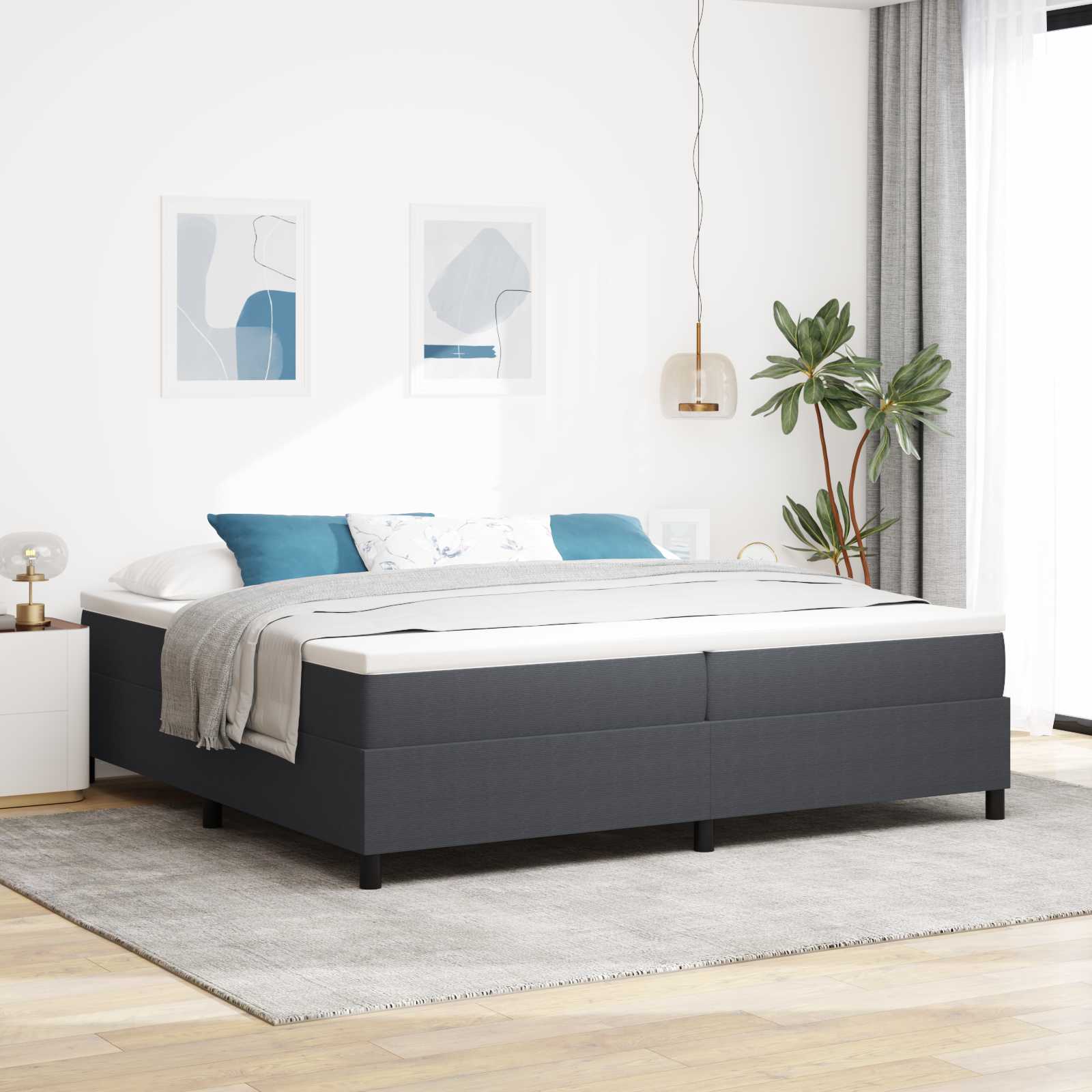 Cadre de lit plateforme Gris foncé 200 x 200 cm tissu - XIOS