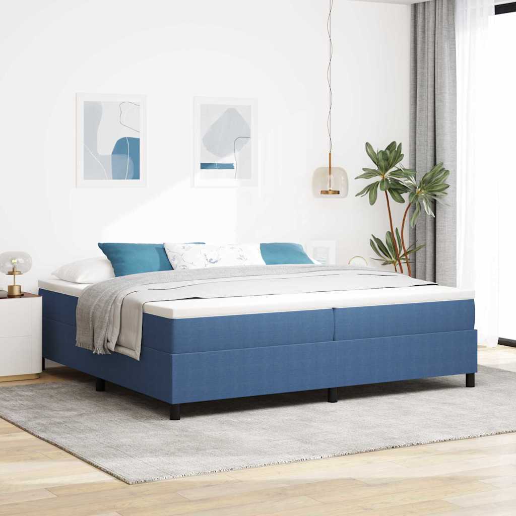 Lit à ressorts Bleu 200 x 200 cm Tissu en velours côtelé - XIOS