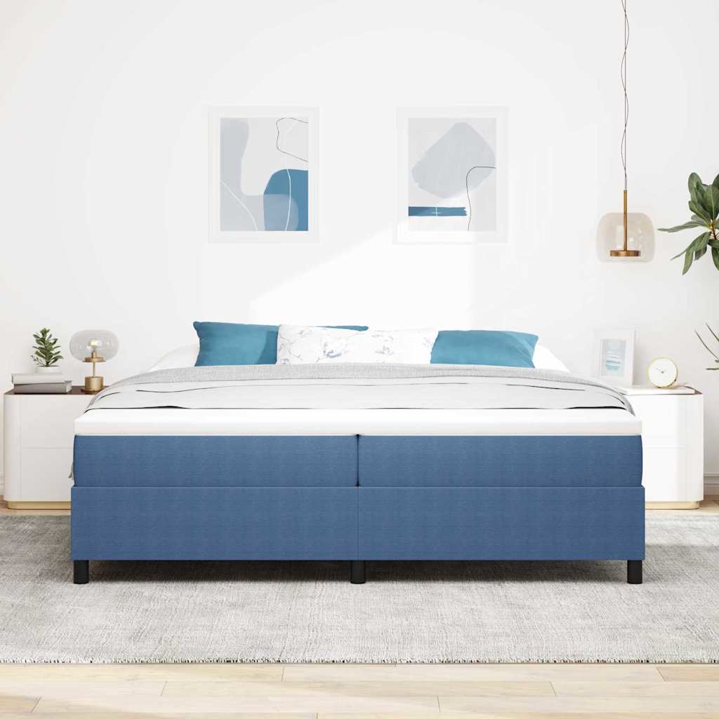Lit à ressorts Bleu 200 x 200 cm Tissu en velours côtelé - XIOS