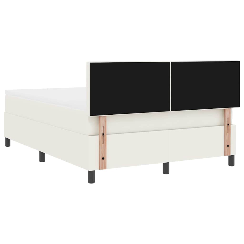 Lit à ressorts avec tête de lit Crème et Blanc 160 x 200 cm