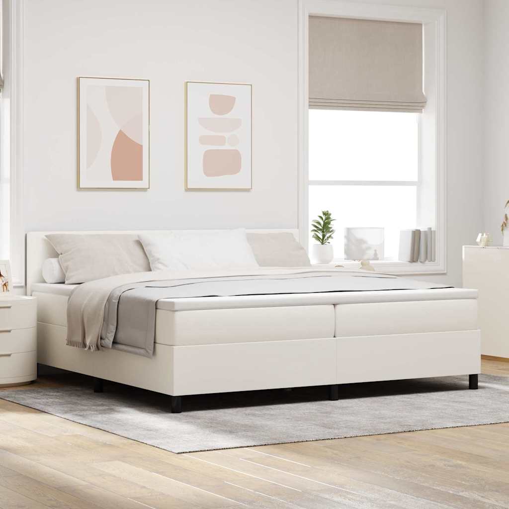 Lit à ressorts avec tête de lit Crème et Blanc 200 x 200 cm - XIOS