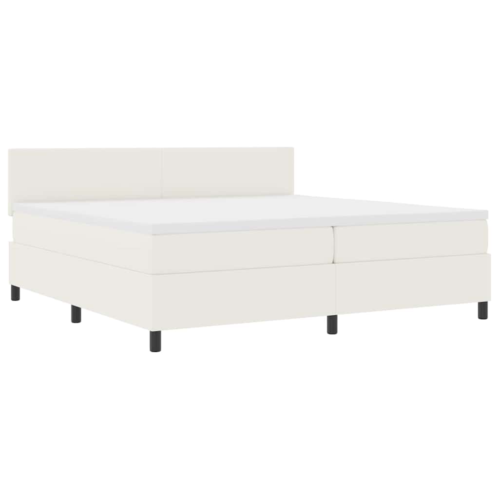 Lit à ressorts avec tête de lit Crème et Blanc 200 x 200 cm - XIOS