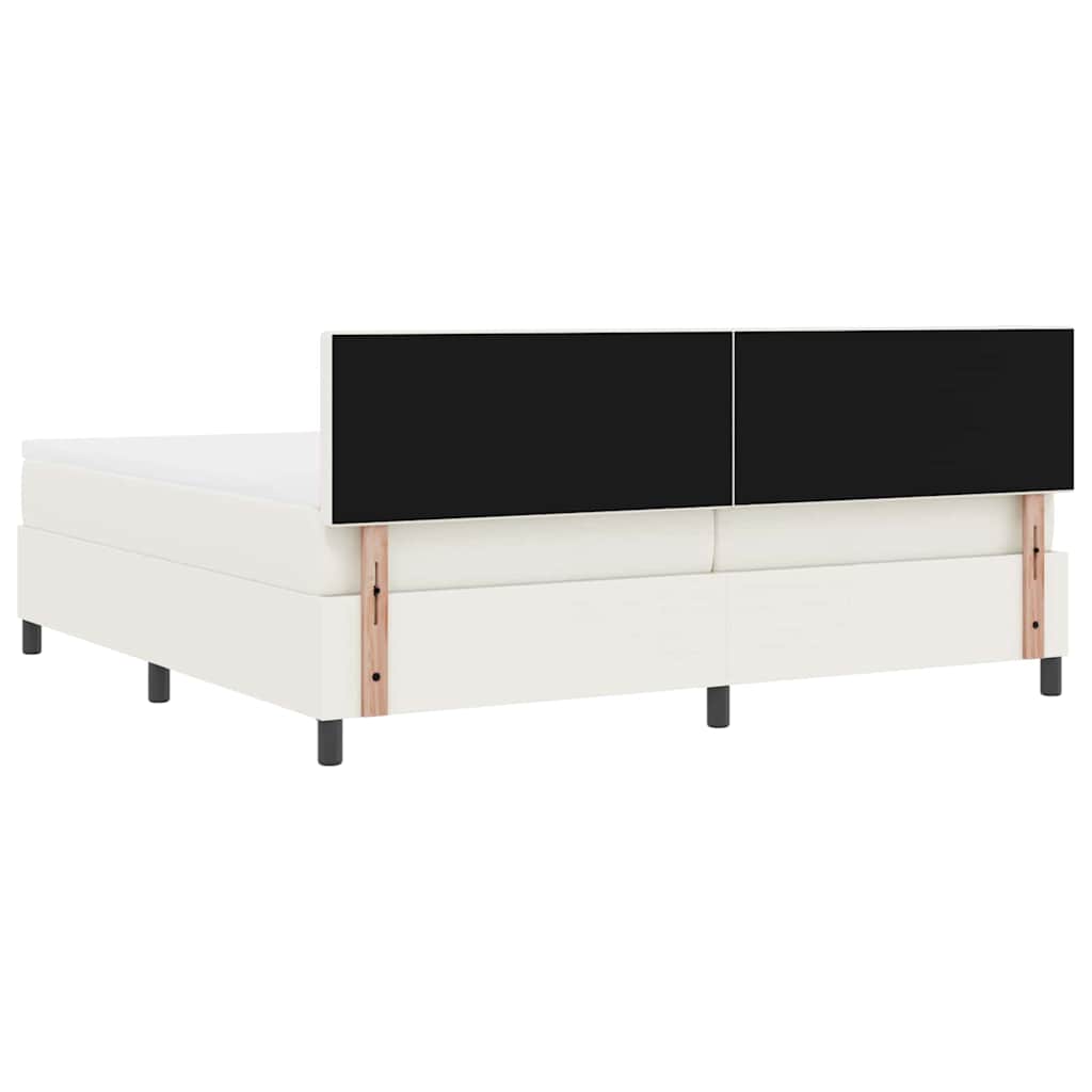 Lit à ressorts avec tête de lit Crème et Blanc 200 x 200 cm - XIOS