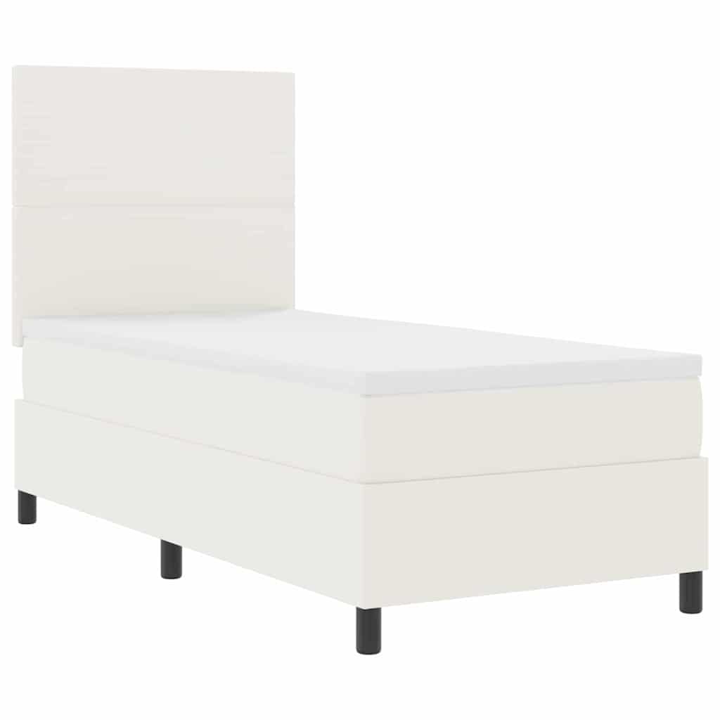 Lit à ressorts avec tête de lit Crème et Blanc 80 x 200 cm