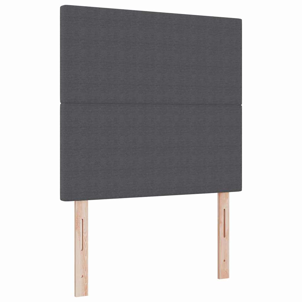 Lit à ressorts avec tête de lit Gris foncé et blanc 90 x 190 cm