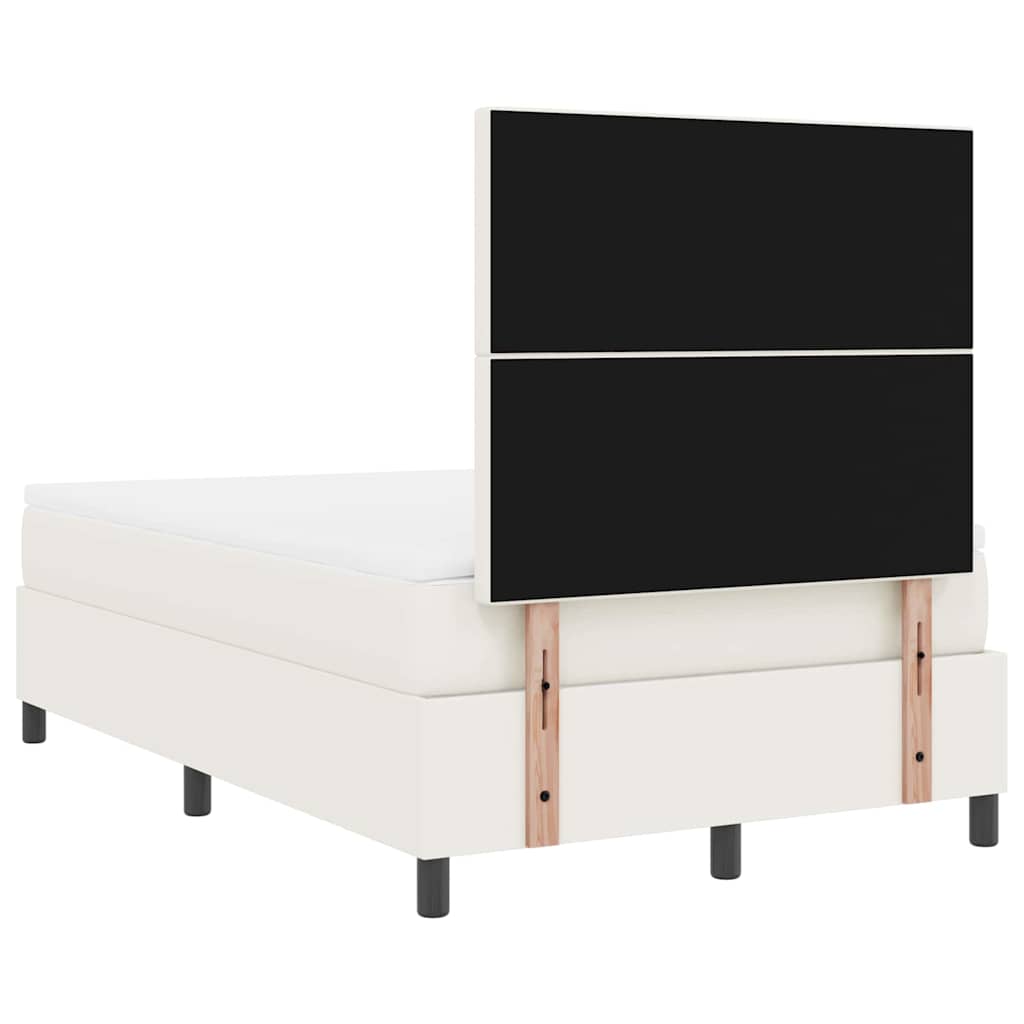 Lit à ressorts avec tête de lit Crème et Blanc 120 x 200 cm