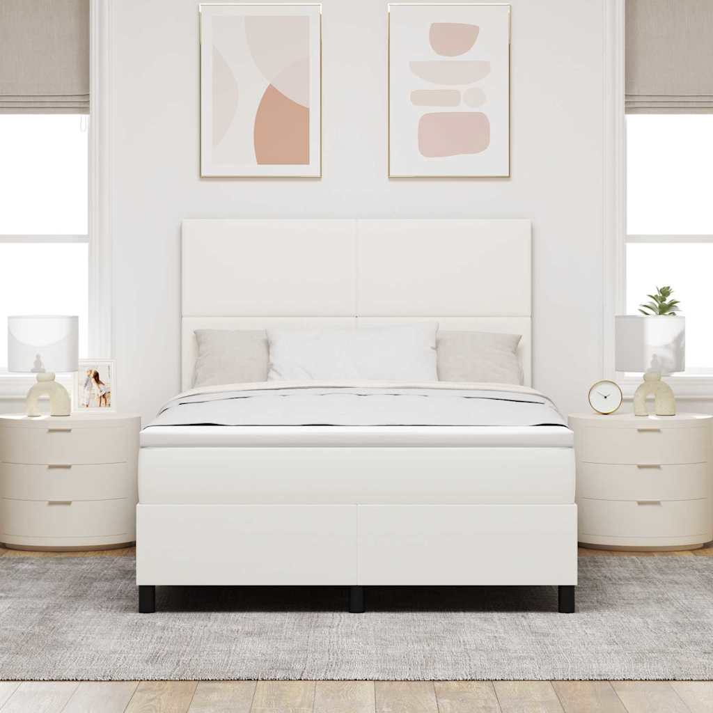 Lit à ressorts avec tête de lit Crème et Blanc 140 x 190 cm - XIOS