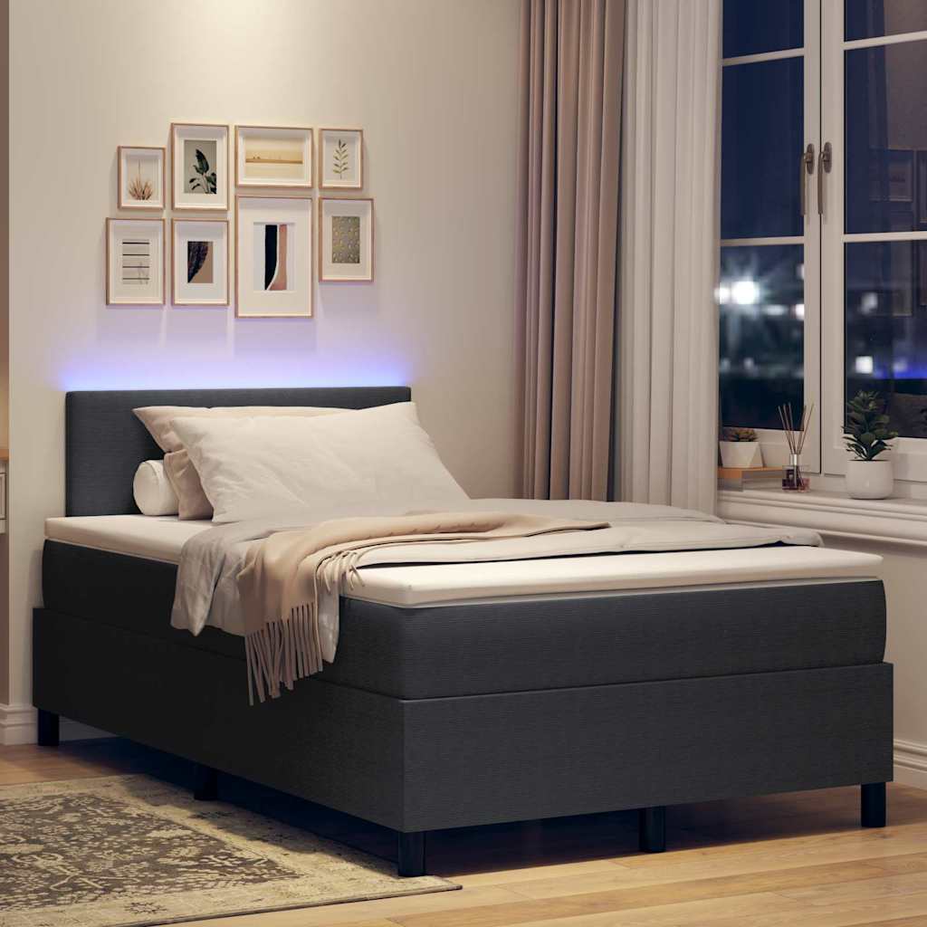 Lit à ressort LED Gris foncé et blanc 120 x 190 cm