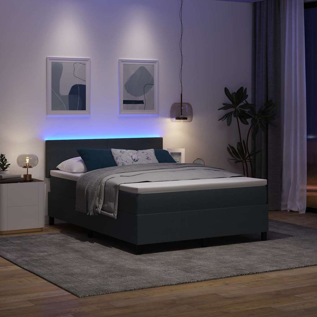 Lit à ressort LED Gris foncé et blanc 140 x 190 cm - XIOS