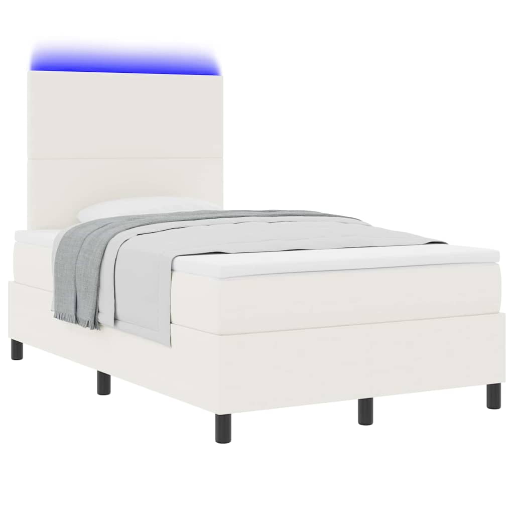 Lit à ressort LED avec tête de lit Crème et Blanc 120 x 200 cm