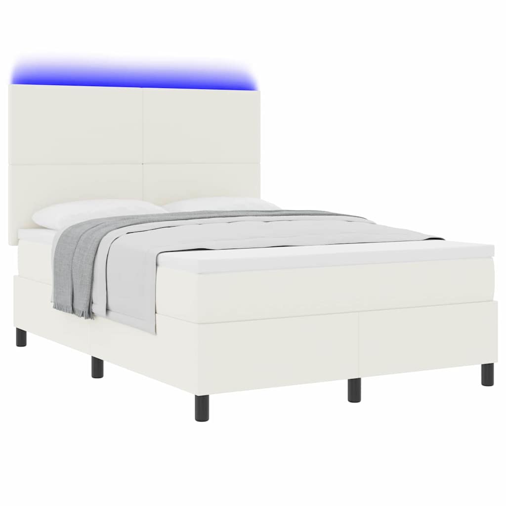 Lit à ressort LED avec tête de lit Crème et Blanc 140 x 190 cm - XIOS