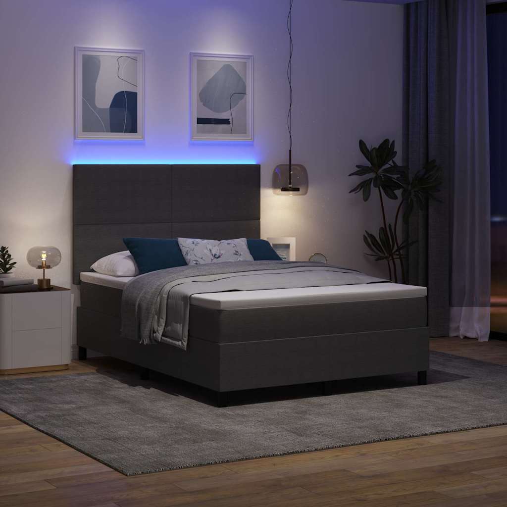 Lit à ressort LED Gris clair et blanc 140 x 200 cm - XIOS
